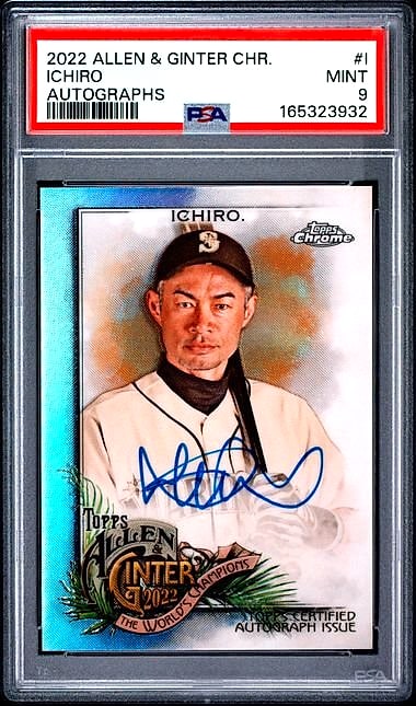 2022 Allen & Ginter Chrome Autographs Ichiro #1 Auto PSA 9