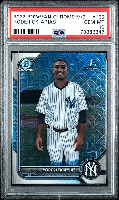 2022 Bowman Chrome Mega Box Psa Roderick Arias Mojo Refractor #153 Rookie PSA 10