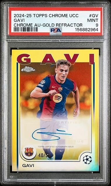 2024 Topps Chrome Gavi Gold Refractor #GV Auto 40/50 PSA 9