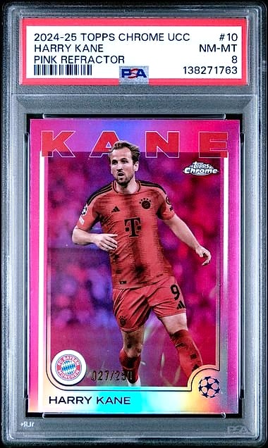 2024-25 Topps Chrome UCC Harry Kane Pink Refractor #10 027/250 PSA 8