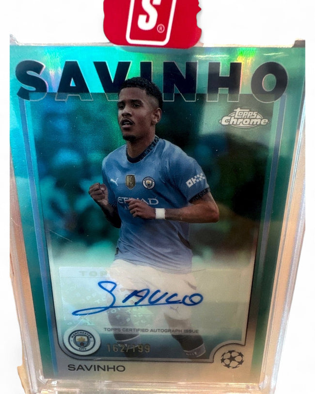 2024 Topps Chrome UEFA Autograph Savinho Aqua Lava Refractor #CA-SV Auto 162/199