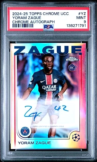 2024 Topps Chrome UCC Auto Yoram Zague #YZ Rookie Auto PSA 9