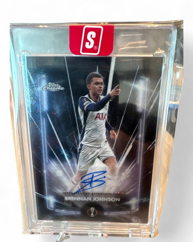 2024 Topps Chrome UEFA Black Lazer Autograph Brennan Johnson Red #BLA-BJ Auto