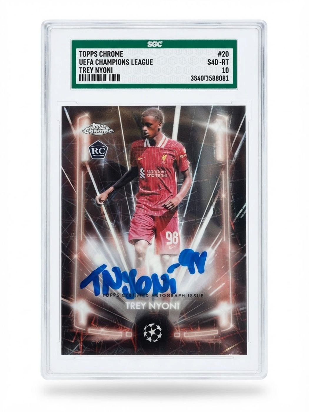 2024 Topps Chrome UEFA Black Lazer Autograph Trey Nyoni Gold #BLA-TN Rookie Auto