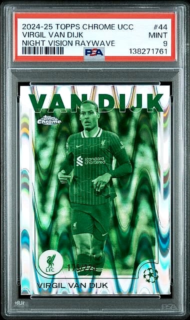2024 Topps Chrome UCC Refractor Virgil van Dijk Night Vision Raywave #44 175/225 PSA 9
