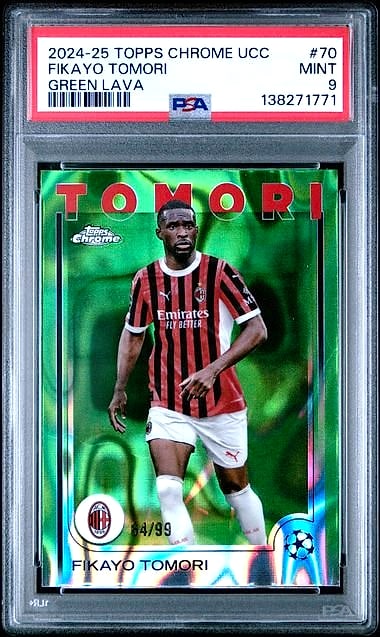 2024 Topps Chrome UCC Refractor Fikayo Tomori Green Lava #70 84/99 PSA 9