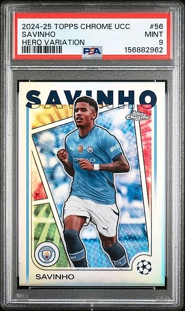 2024 -25 Topps Chrome UCC Uefa Savinho #56 PSA 9