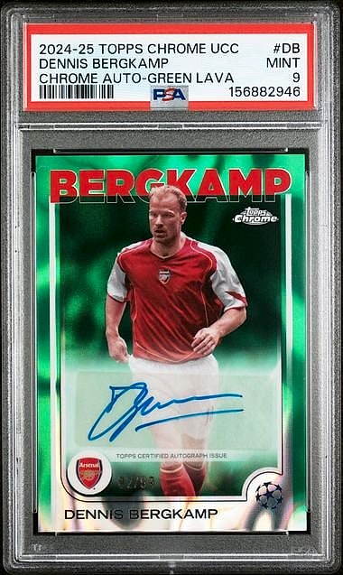 2024 Topps Chrome UCC Uefa Auto Dennis Bergkamp Green Lava #DB Auto 02/99 PSA 9