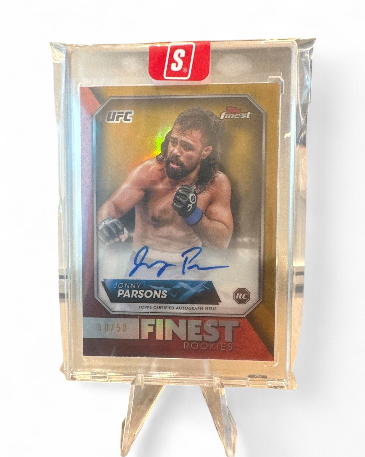 2024 Topps Finest UFC Rookie Finest Autographs Jonny Parsons Gold Refractor #RFA-JP Rookie Auto 18/50