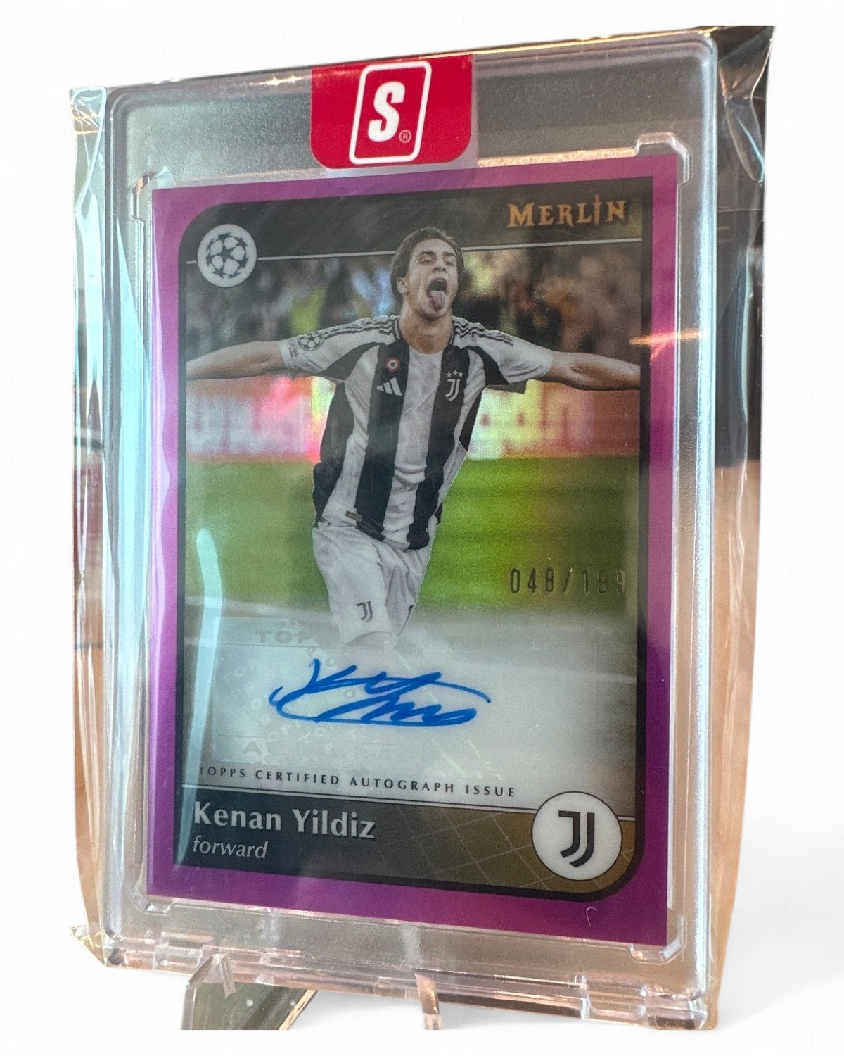 2024 Topps Merlin UEFA Autograph Kenan Yildiz Pink #AU-KY Auto 048/199