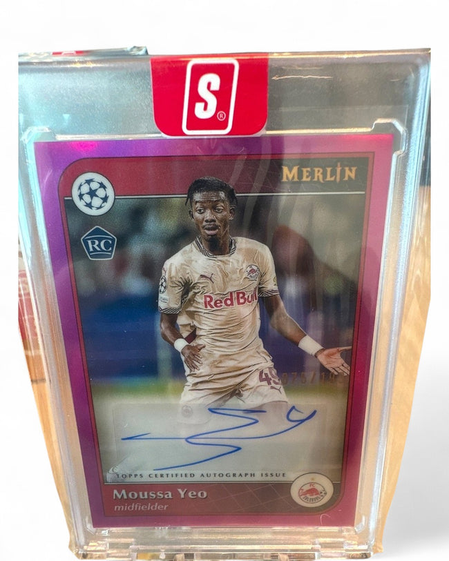 2024 Topps Merlin UEFA Autograph Moussa Yeo Pink #AU-MY Rookie Auto 075/199