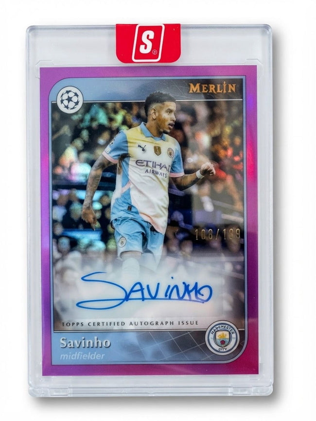 2024 Topps Merlin UEFA Autograph Savinho Pink #AU-SAV Auto 108/199