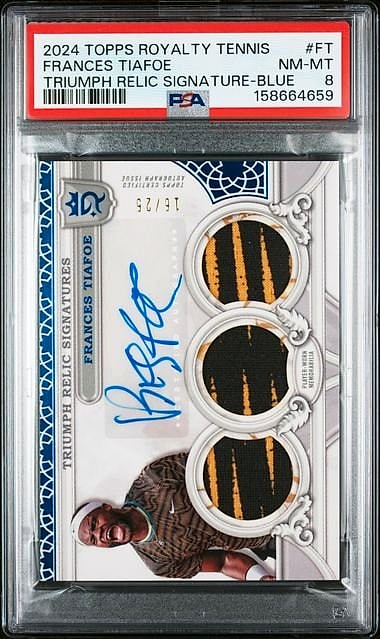 2024 Topps Royalty Tennis Frances Tiafoe Blue #FT Auto 16/25 PSA 8
