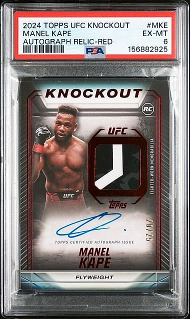 2024 Topps UFC Knockout Manel Kape Relic-Red #MKE Rookie Auto 20/25 PSA 6