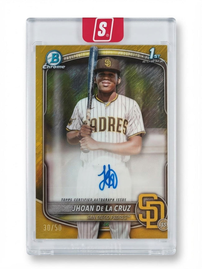 2025 Bowman Chrome Prospect Autograph Jhoan De La Cruz Gold Refractor #CPA-JDL Rookie Auto 30/50