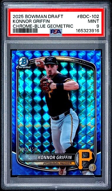 2025 Bowman Draft Chrome Konnor Griffin Blue Refractor #BDC-102 Rookie 013/150 PSA 9