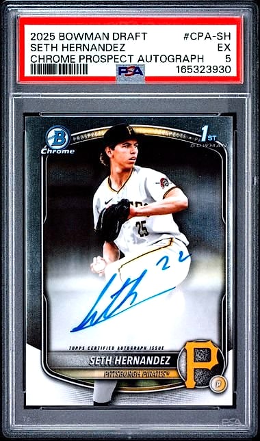 2025 Bowman Draft Chrome Prospect Autographs Seth Hernandez #CPA-SH Rookie Auto PSA 5
