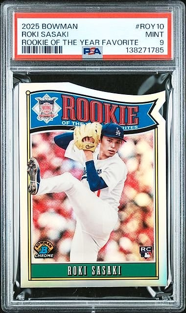 2025 Bowman Rookie of the Year Favorites Roki Sasaki #ROY-10 Rookie PSA 9