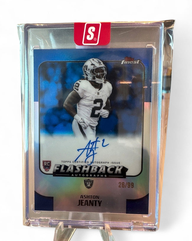 2025 Finest Flashback Autographs Ashton Jeanty Blue Refractor #FBA-AJ Rookie Auto 26/99