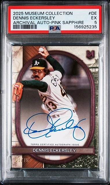 2025 Museum Collection Archival Autographs Dennis Eckersley Pink Sapphire #DE Auto 05/15 PSA 5