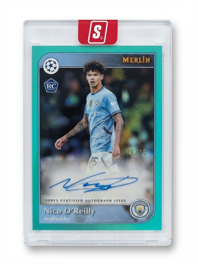 2025 Merlin UEFA Club Competitions 2024/25 Auto Nico O'Reilly Green #AU-NOR Rookie Auto 75/75