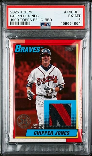 2025 Topps Chipper Jones Relic-Red #T90RCJ PSA 6