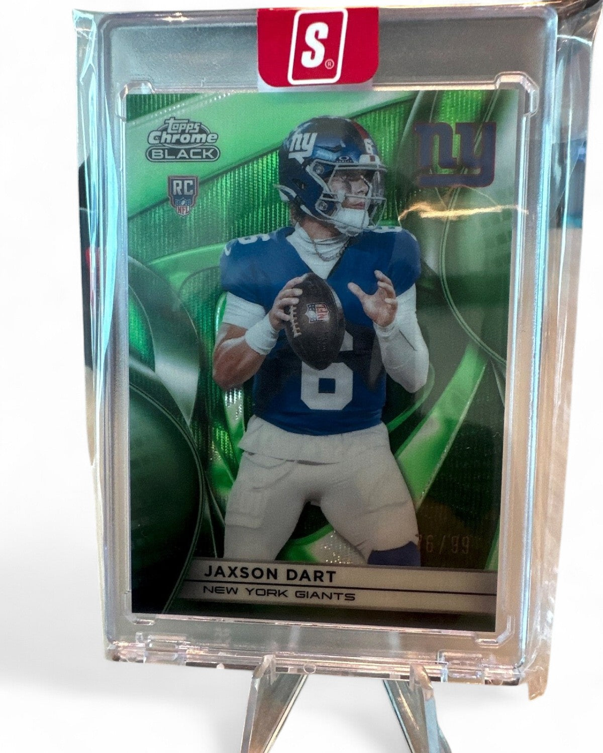 2025 Topps Chrome Black Jaxson Dart Green Refractor #136 Rookie 76/99