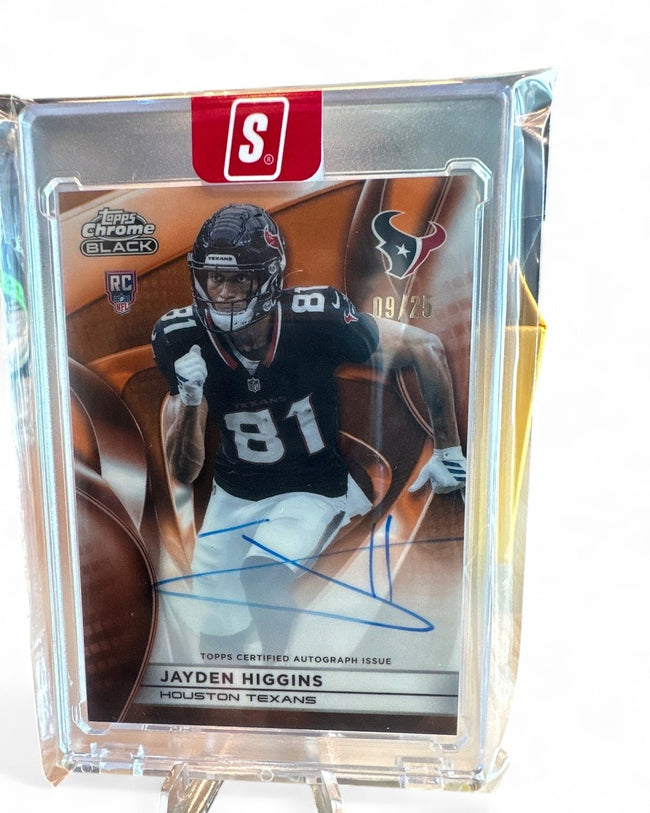 2025 Topps Chrome Black Rookies Autographs Jayden Higgins Orange Refractor #RAU-JH Rookie Auto 09/25