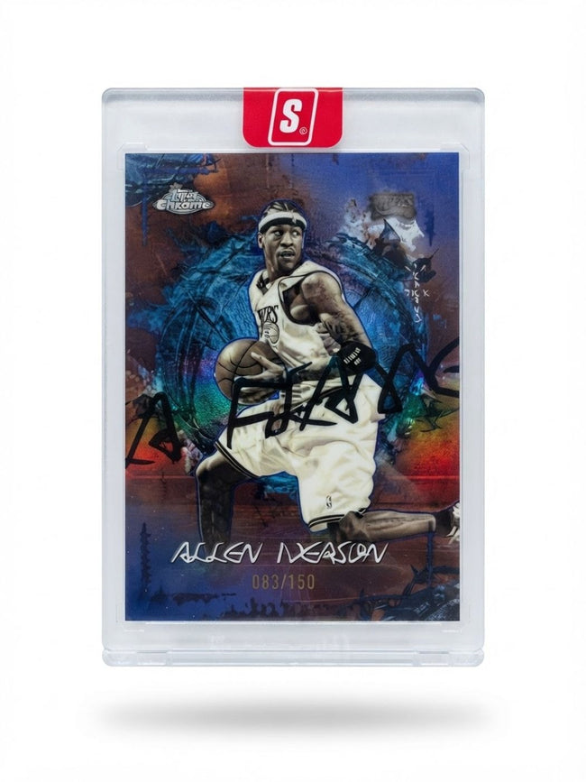 2025-26 Topps Chrome Cactus Jack La Flame Legends Allen Iverson Blue Refractor #LFL-10 Auto 083/150