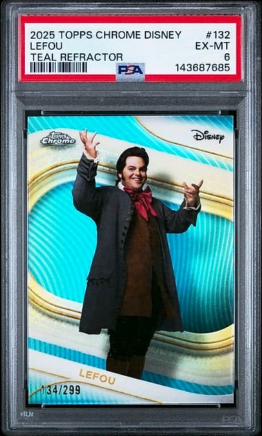 2025 Topps Chrome Disney LeFou Teal Refractor #132 134/299 PSA 6