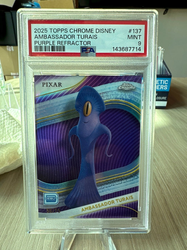 2025 Topps Chrome Disney Ambassador Turais Purple Refractor #137 56/75 PSA 9