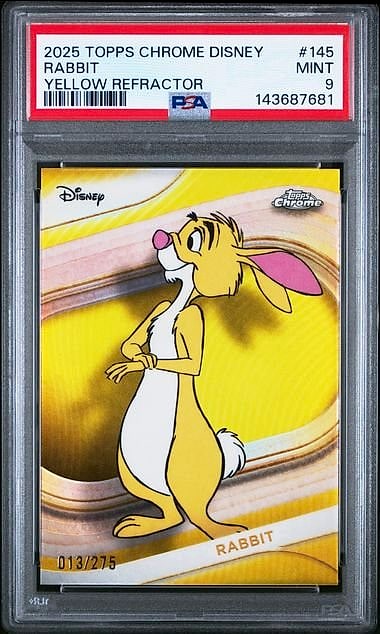 2025 Topps Chrome Disney Rabbit Yellow Refractor #145 013/275 PSA 9