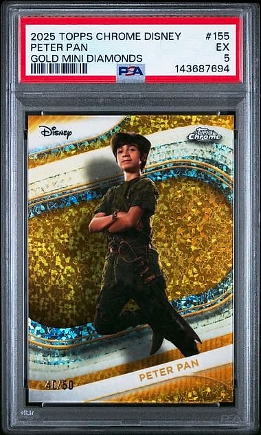 2025 Topps Chrome Disney Peter Pan Gold Mini-Diamonds Refractor #155 40/50 PSA 5