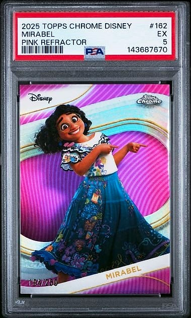 2025 Topps Chrome Disney Mirabel Pink Refractor #162 194/250 PSA 5