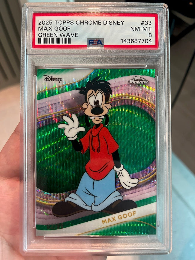 2025 Topps Chrome Disney Max Goof Aqua Refractor #33 PSA 8