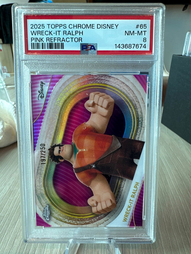 2025 Topps Chrome Disney Wreck-It Ralph Pink Refractor #65 197/250 PSA 8