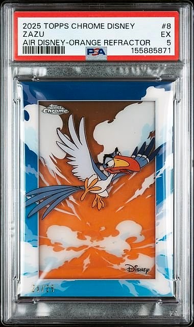 2025 Topps Chrome Disney Lion King Zazu Orange Refractor #8 23/25 PSA 5