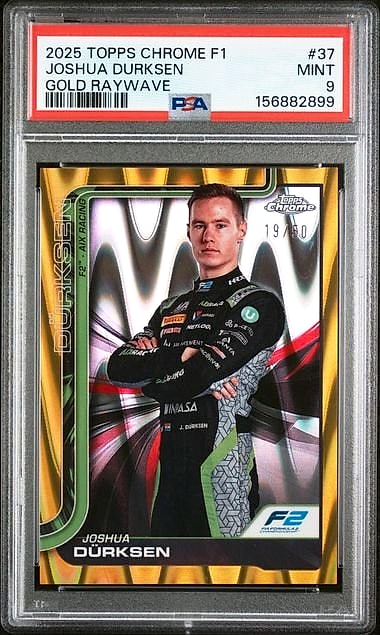 2025 Topps Chrome F1 Formula Joshua Durksen Gold Raywave #37 19/50 PSA 9