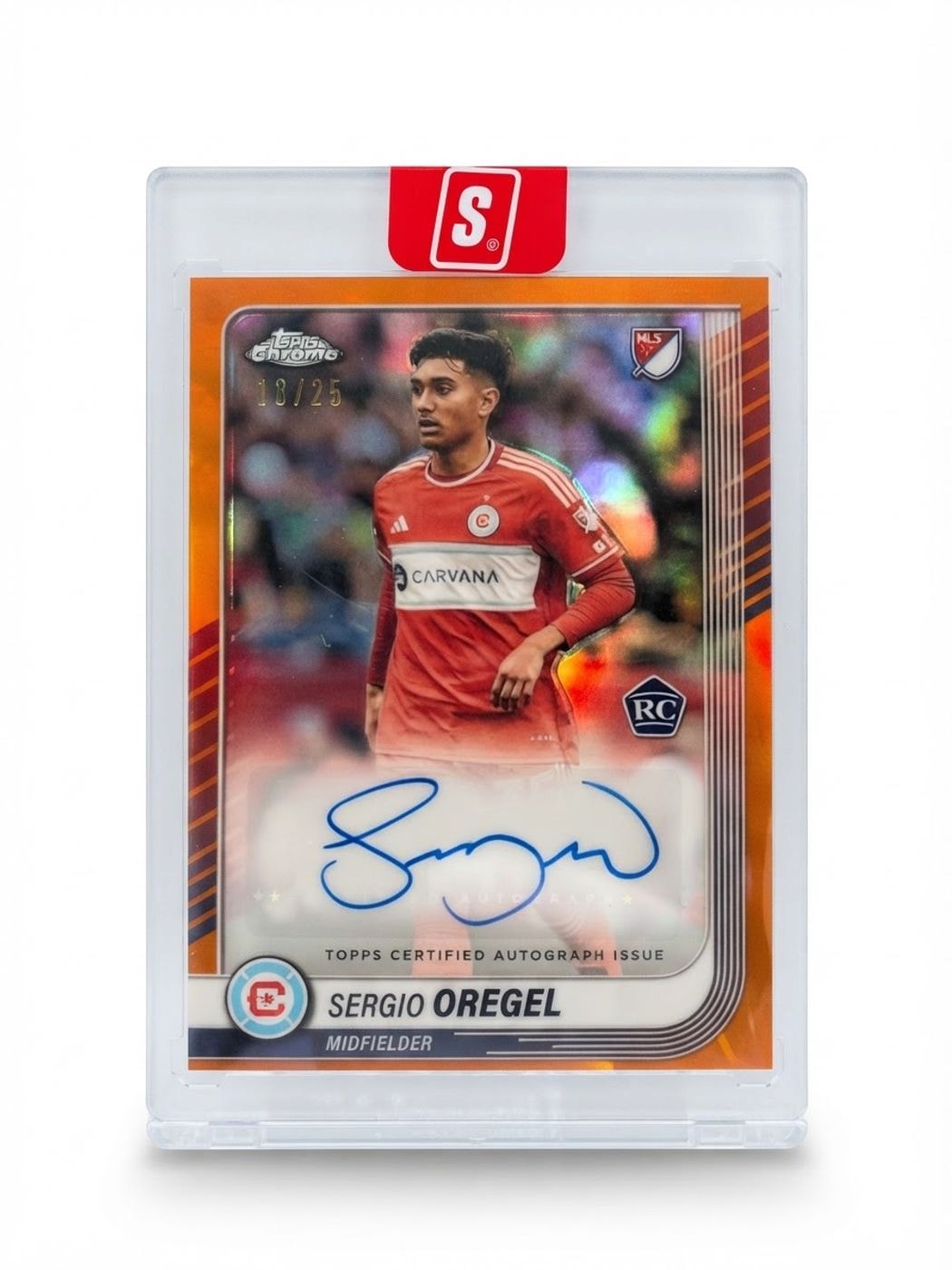 2025 Topps Chrome MLS Chrome Autographs Sergio Oregel Orange Refractor #CA-SO Rookie Auto 18/25