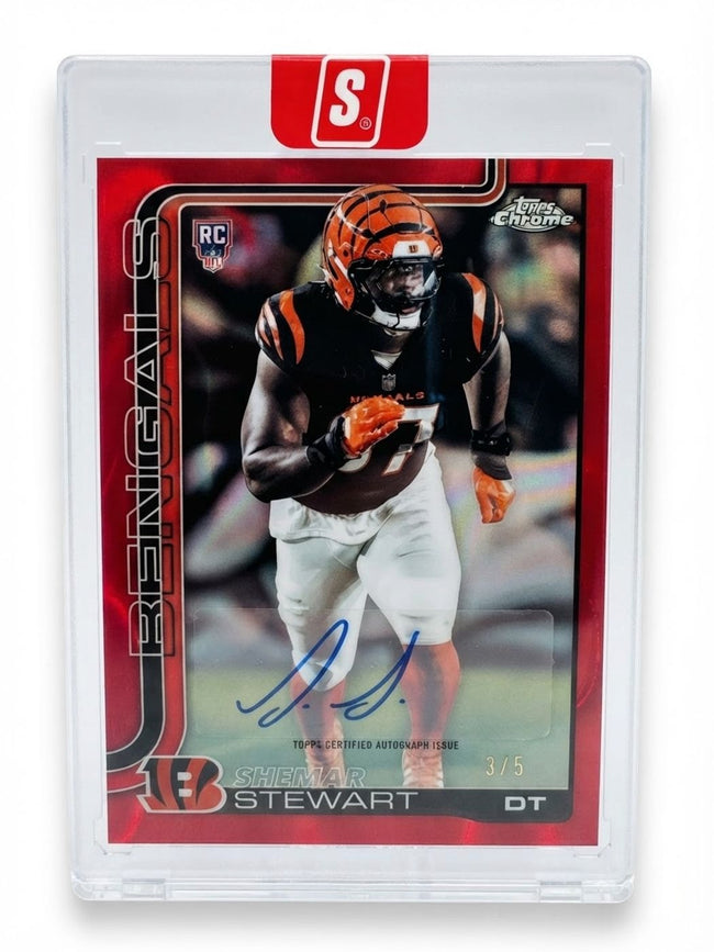 2025 Topps Chrome Rookies Autographs Shemar Stewart Red Refractor #RA-SS Rookie Auto 3/5