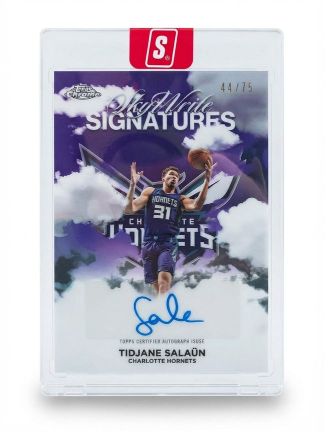 2025-26 Topps Chrome Sky Write Signatures Tidjane Salaün Purple Refractor #SWS-TS Rookie Auto 44/75