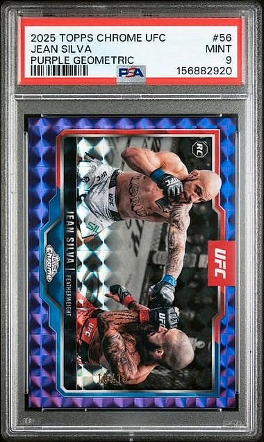 2025 Topps Chrome UFC Jean Silva Purple Geometric Refractor #56 Rookie PSA 9