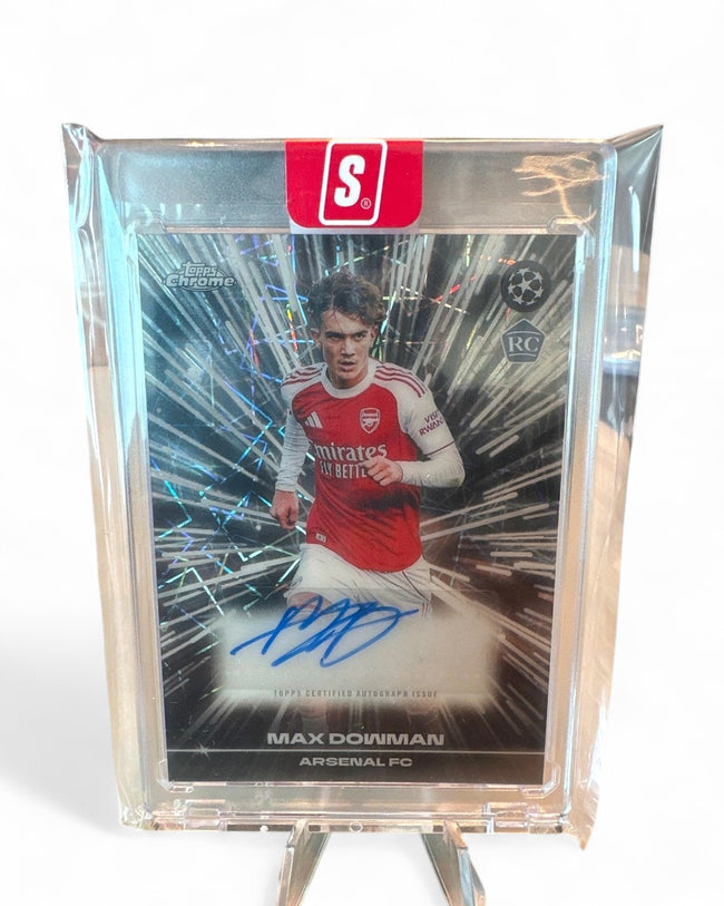 2025 Topps Chrome UEFA Black Lazer Autograph Max Dowman Black Gold #BLA-MD Rookie Auto