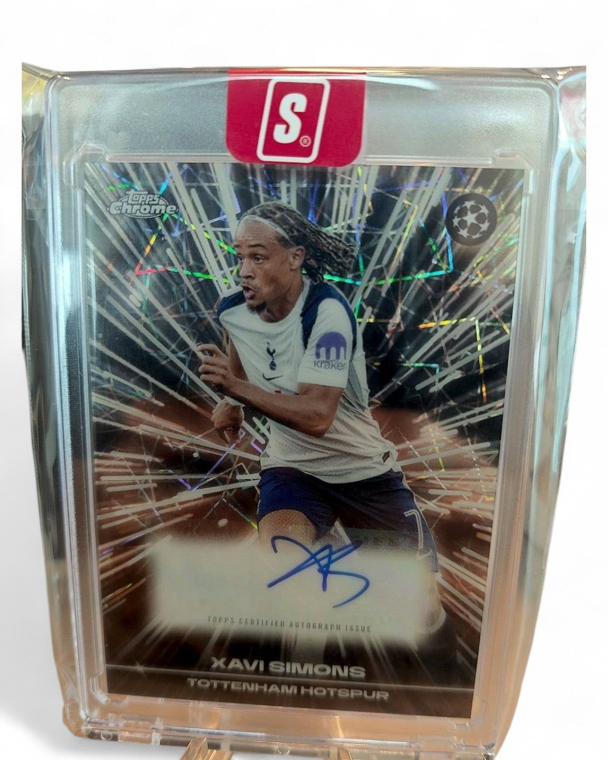 2025 Topps Chrome UEFA Black Lazer Autograph Xavi Simons Black Blue #BLA-XS Auto