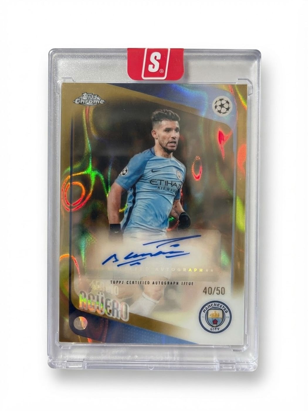 2025 Topps Chrome UEFA Club Competitions Auto Sergio Aguero Gold Refractor #CLA-SA Auto 40/50