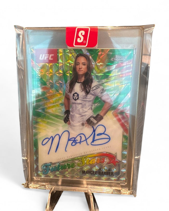 2025 Topps Chrome UFC Future Stars Autographs Maycee Barber Geometric Green Refractor #FSA-MR Auto 21/99