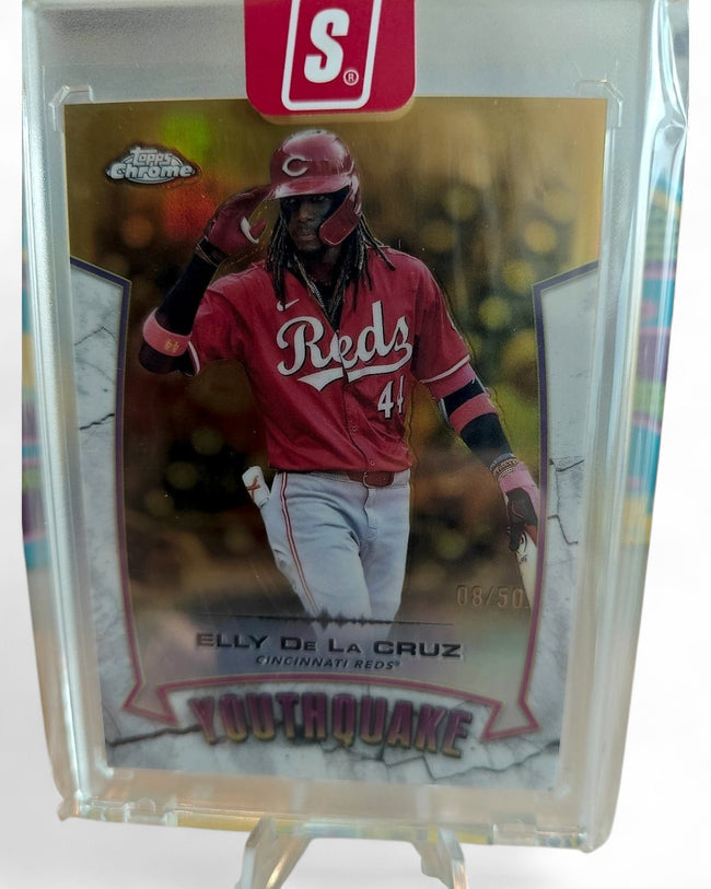 2025 Topps Chrome Youthquake Elly De La Cruz Gold Refractor #YQ-31 08/50