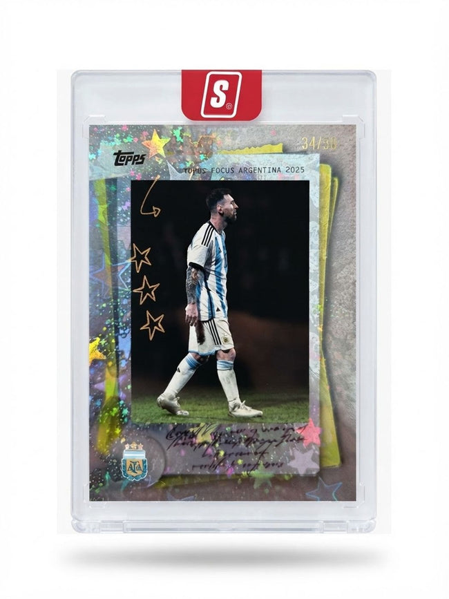 2025 Topps Focus Argentina Lionel Messi Gold AFA Starballer #48 34/50