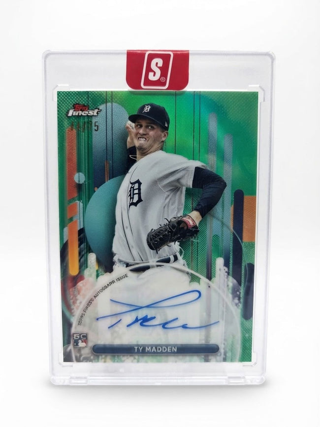 2025 Topps Finest Autograph Ty Madden Green Refractor #FA-TM Rookie Auto 74/75