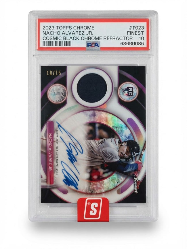 2025 Topps Finest Rookie Auto Relic Nacho Alvarez Jr. Green Refractor #RAJR-NA Rookie Auto 10/75